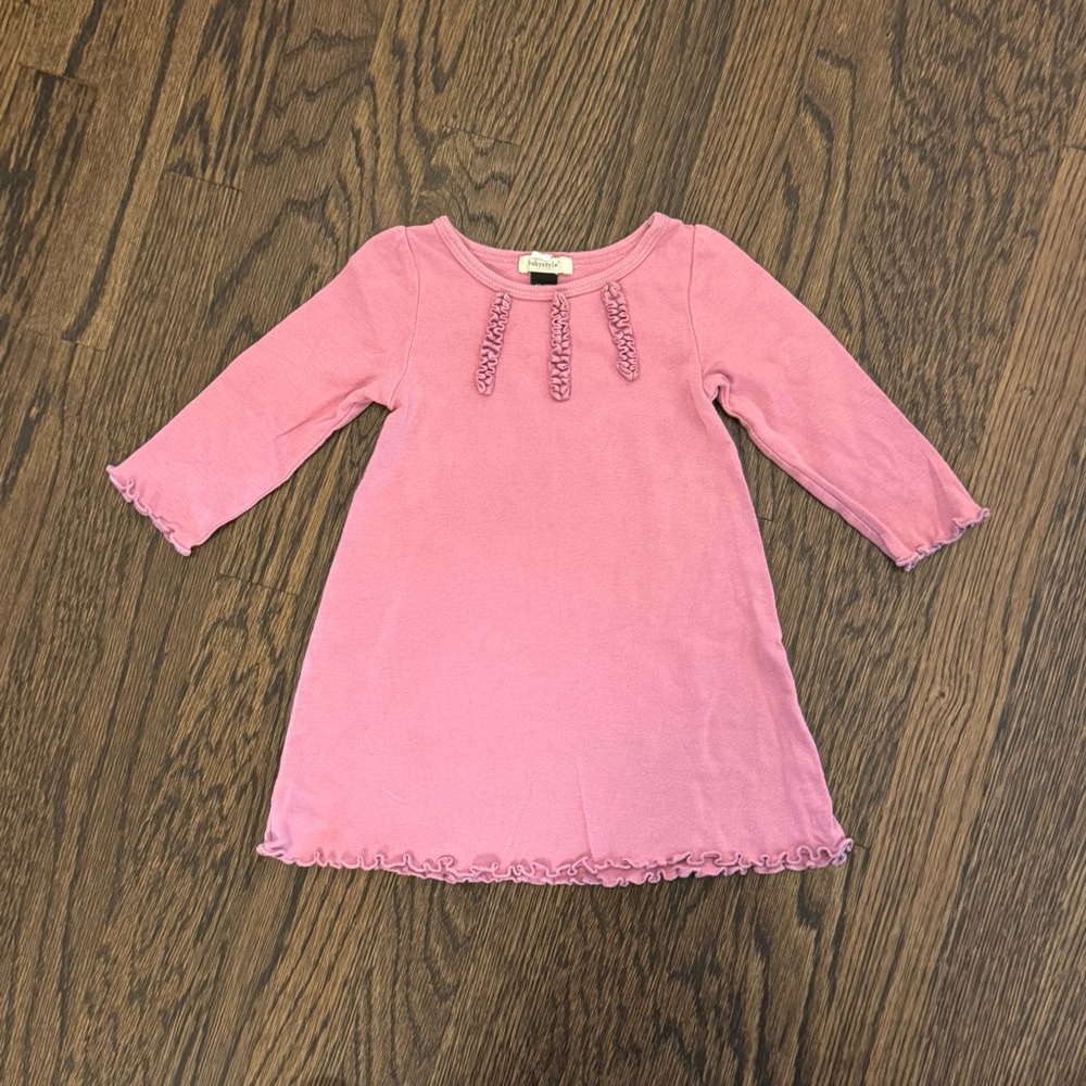 Pink Long Sleeve Casual Dress